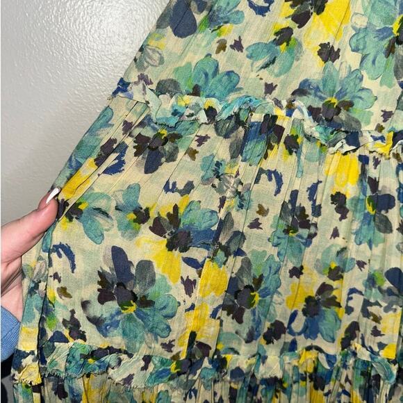LoveShackFancy Blue Capri Floral Midi Dress Acai Berry Green Yellow Size XS - Picture 8 of 11